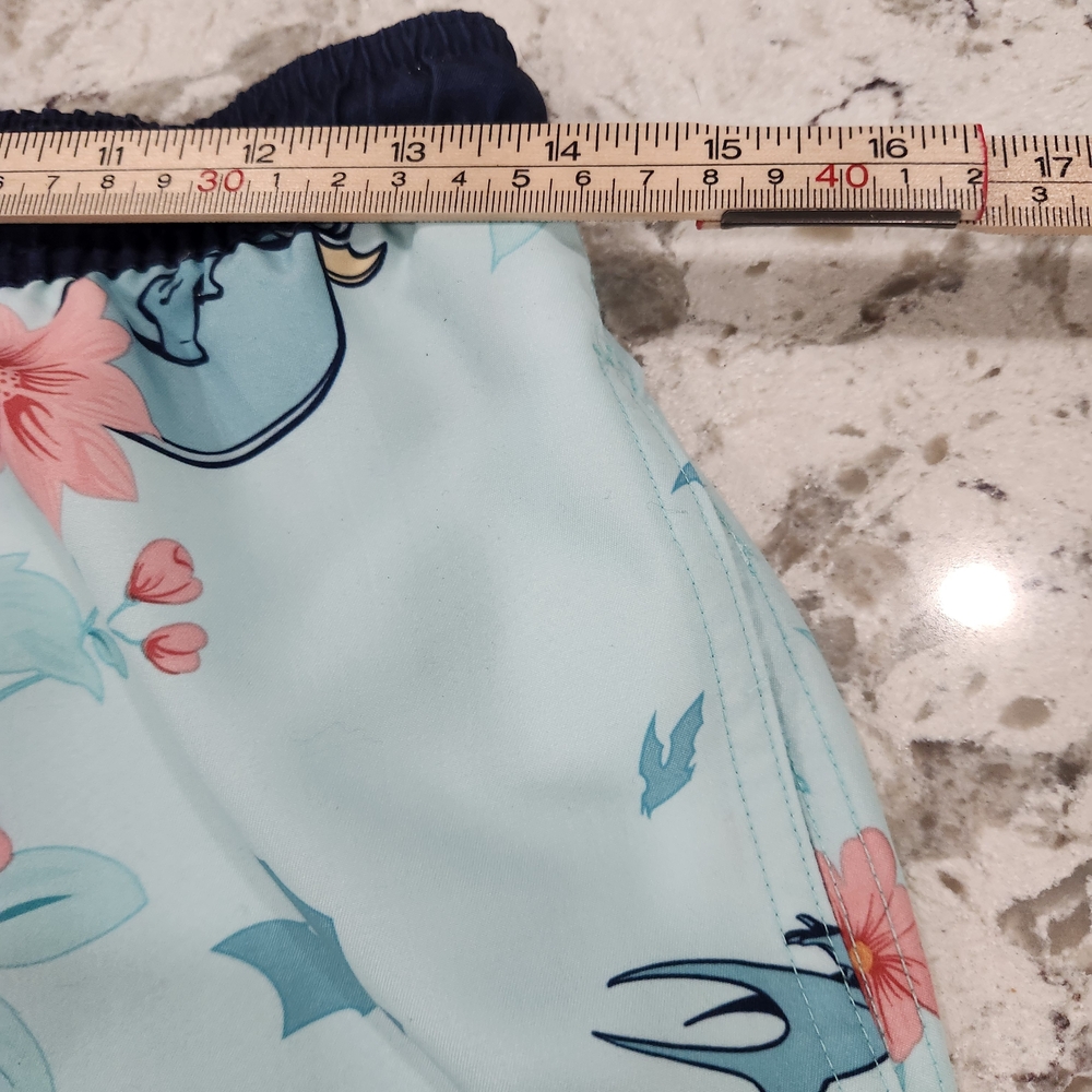 Batman Mens Light Blue Floral Swim Trunks with Drawstring Waistband Sz Small - Picture 5 of 11